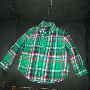 3T Ralph Lauren kids green plaid long sleeve shirt